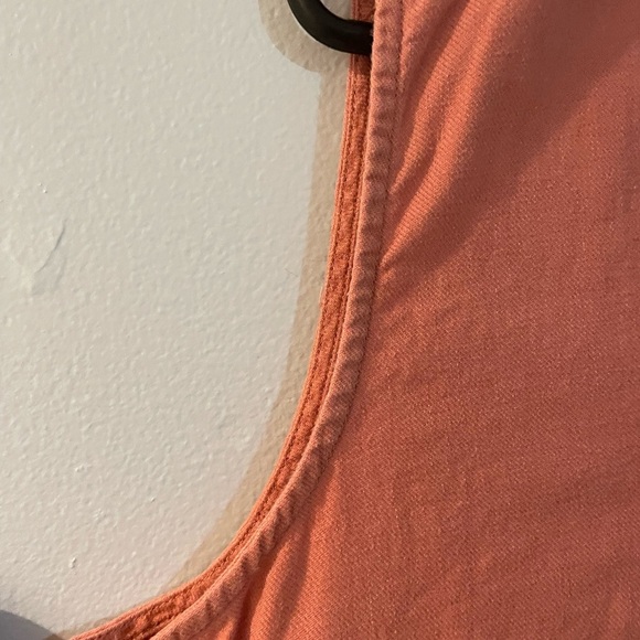 Uniqlo linen blend v-neck dress w/pockets. Brick orange. Great for fall. SZ L - Picture 4 of 4